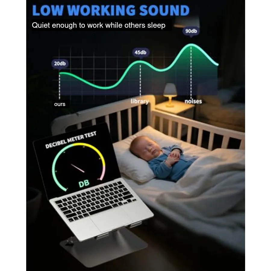 Laptop Cooling Pad with Upgrade Low-Noise Fan and 3.0 USB Hubs Ventilated Laptop Cooler Prevent Overheating Adjustable Ergonomi