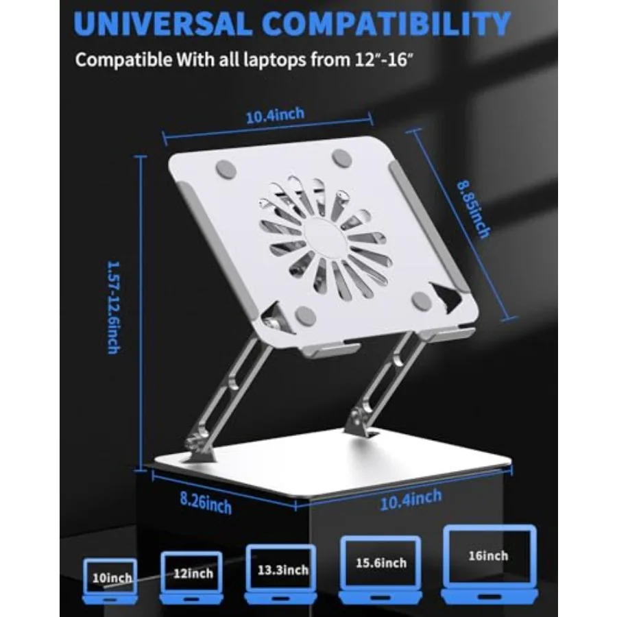 Laptop Cooling Pad with Upgrade Low-Noise Fan and 3.0 USB Hubs Ventilated Laptop Cooler Prevent Overheating Adjustable Ergonomi