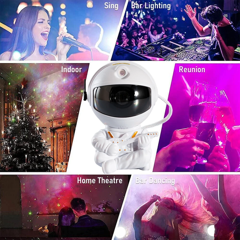 Collage of images with text labels including 'Sing', 'Bar Lighting', 'Indoor Reunion', 'Home Theatre', and 'Bar Dancing'.