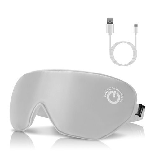 White sleep mask with USB cable on a white background