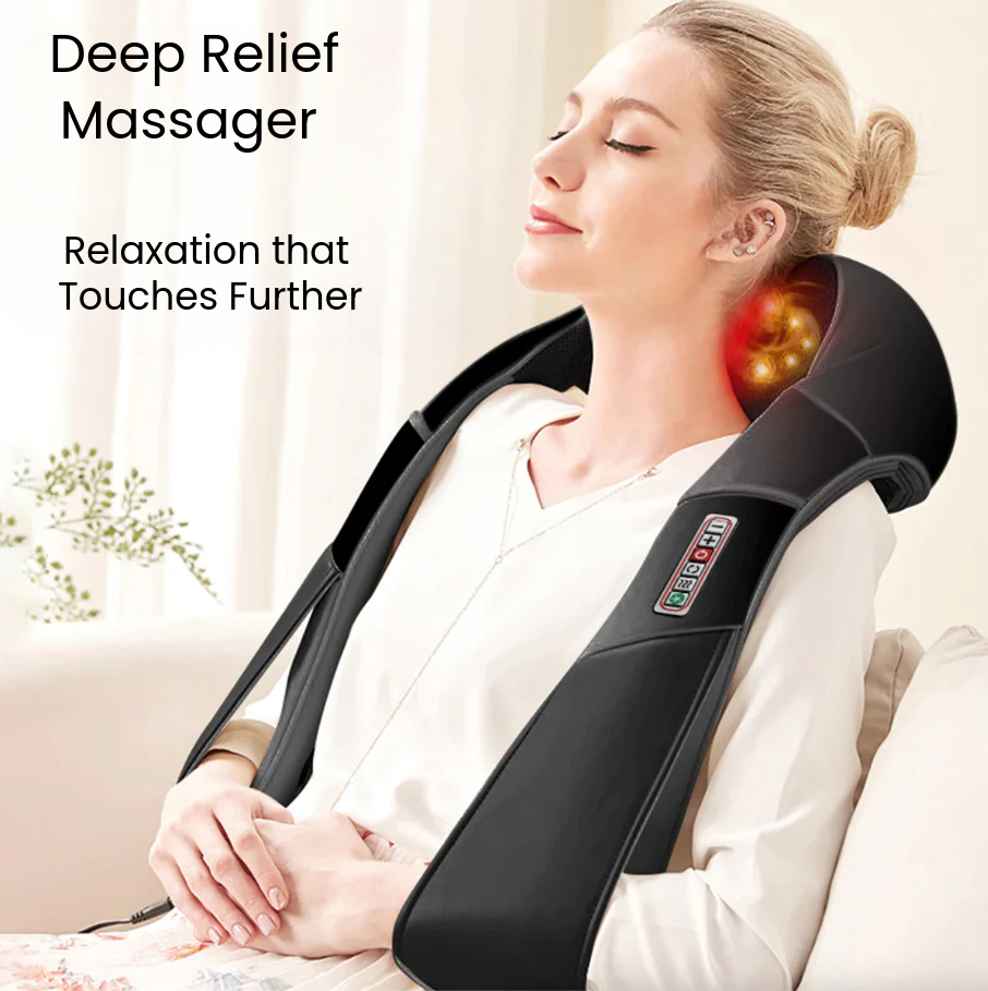 Deep relief neck and back massager with heat.