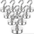 Ten silver metal magnetic hook brackets arranged in rows on a plain white background.