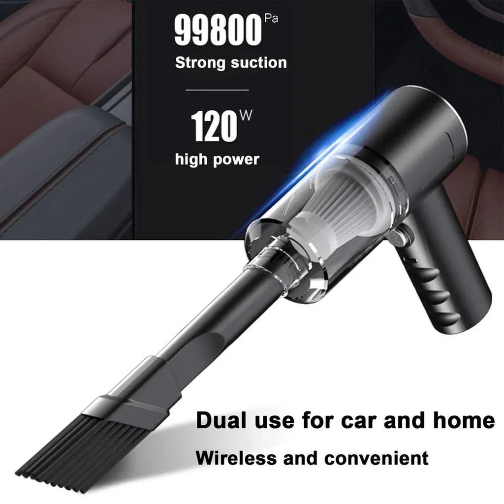 Handheld vacuum cleaner with strong suction and high power, dual-use for car and home.