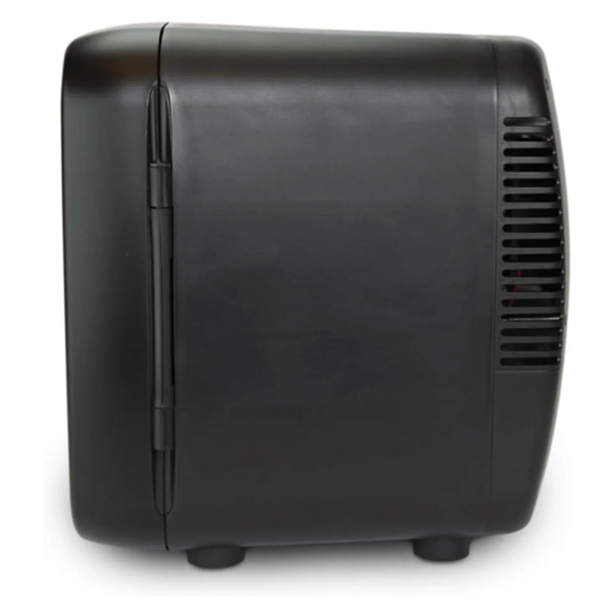 Black portable refrigerator on a white background