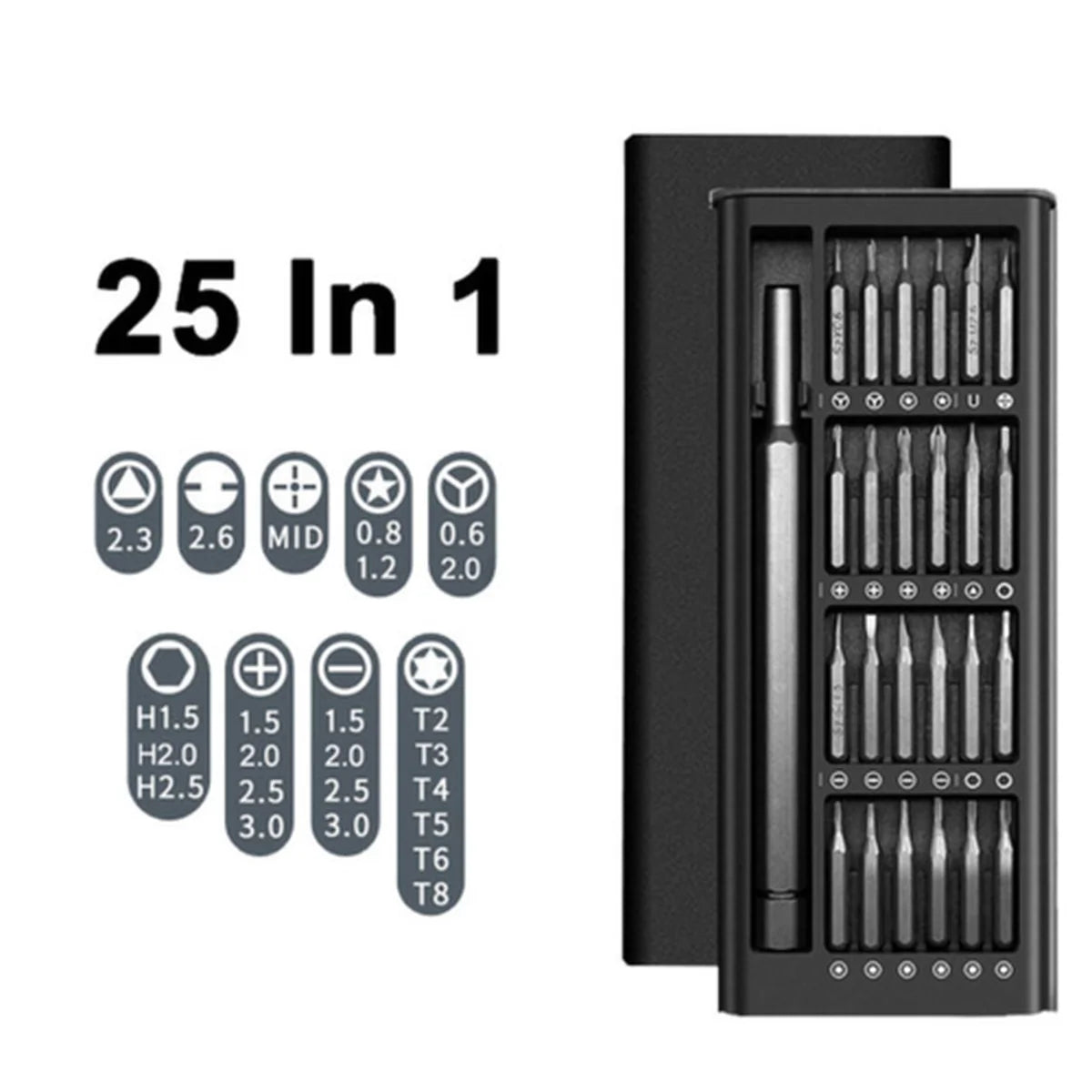 25-in-1 screwdriver set with case on a white background