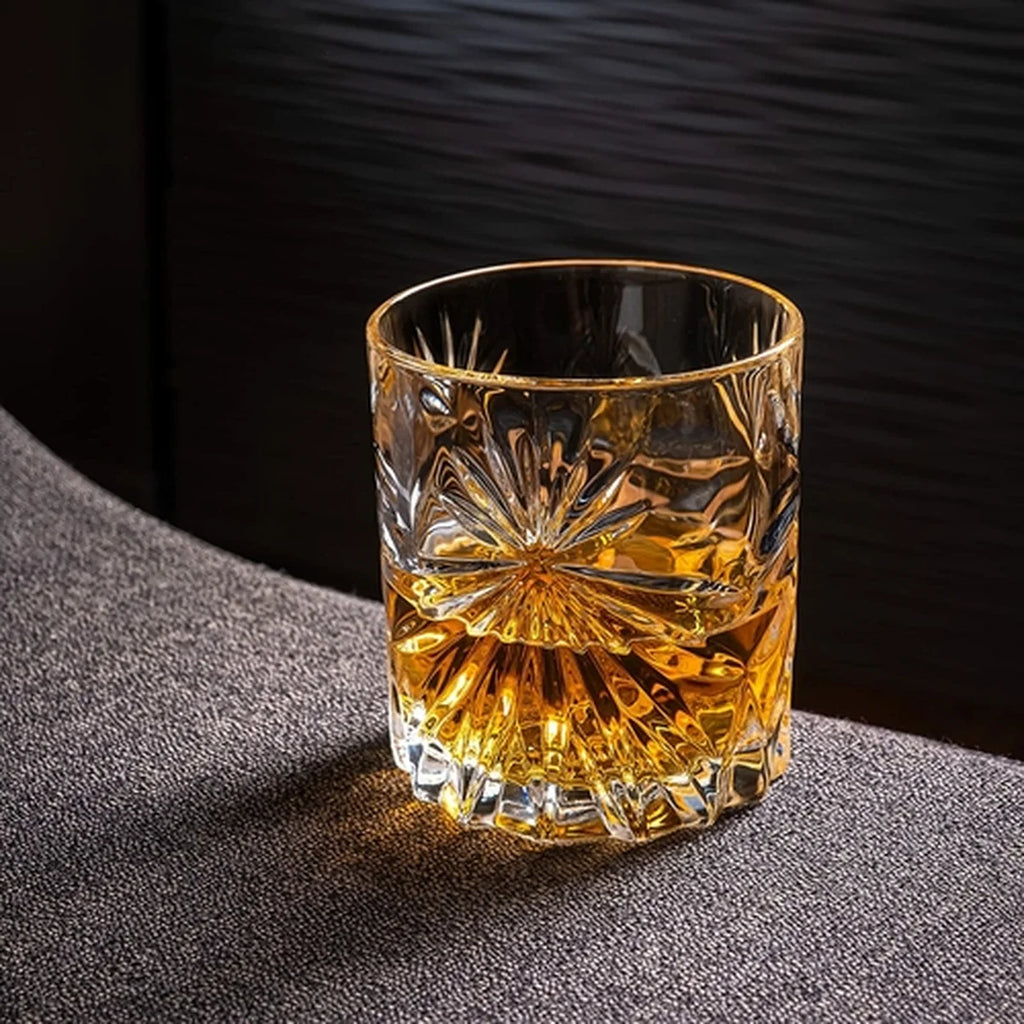 Crystal glass filled with whiskey