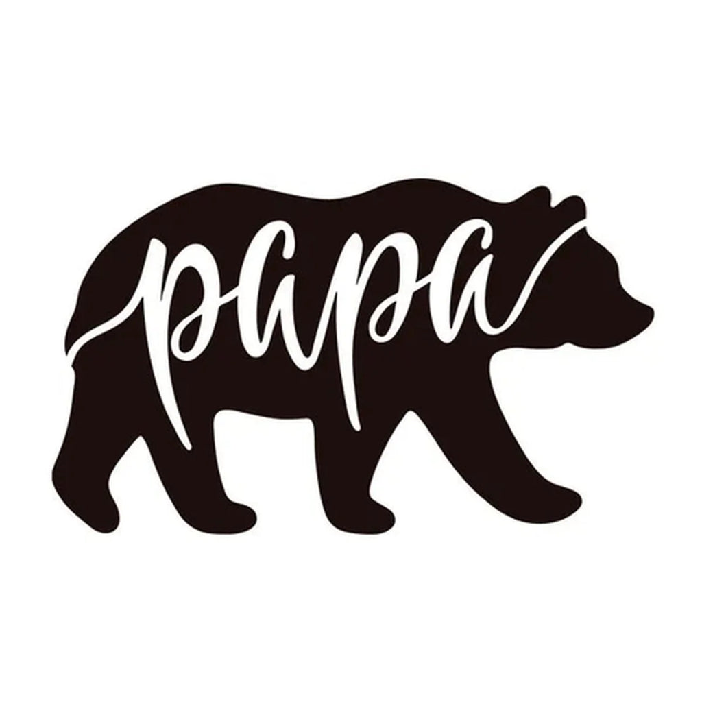 Black silhouette of a bear with 'papa' text on a white background