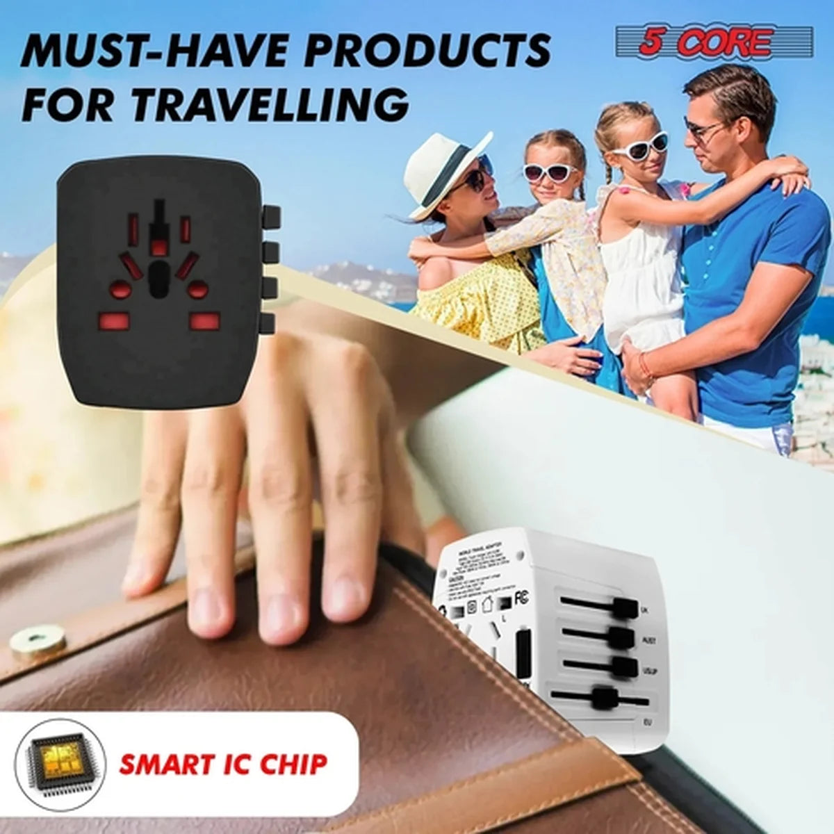 Universal Travel Adapter Trio (4 USB Ports)